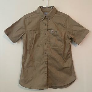 Woman's Short Sleeve Work Shirt in Dark Khaki - Size 4/6